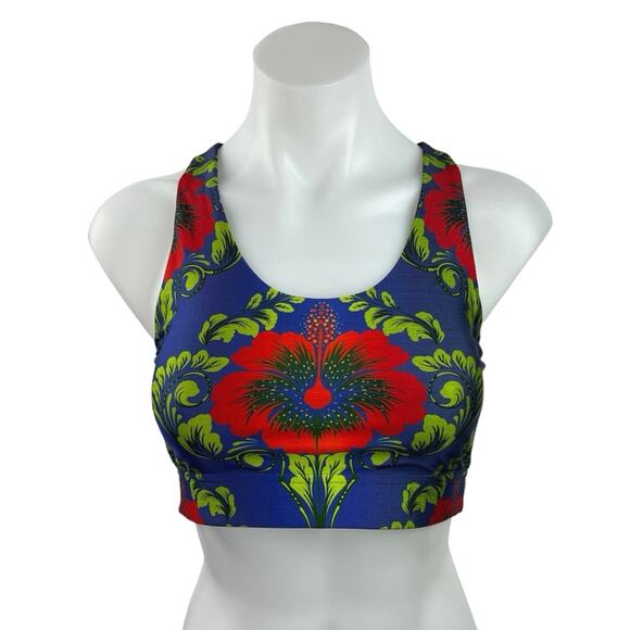 Terez Multicolor Floral Print Racerback Activewear Fitness Gym Sports Bra Size S - Picture 1 of 3